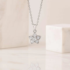 925 Sterling Silver Star Pendant Necklace | Rhodium Plated with Cubic Zirconia Stones