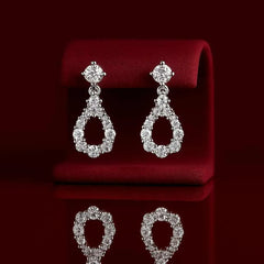 925 Sterling Silver Teardrop Earrings | Rhodium Plated Drop Earrings with Cubic Zirconia