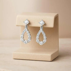 925 Sterling Silver Teardrop Earrings | Rhodium Plated Drop Earrings with Cubic Zirconia