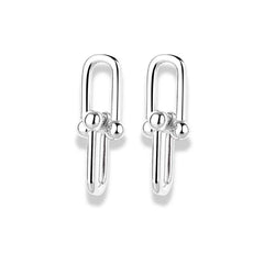 925 Sterling Silver Geometric Hoop Earrings | Rhodium Plated Minimalist Earrings for Women