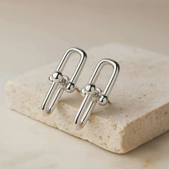 925 Sterling Silver Geometric Hoop Earrings | Rhodium Plated Minimalist Earrings for Women