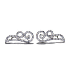 925 Sterling Silver Rhodium Plated Swirl Ear Cuffs with Cubic Zirconia – Elegant Climber Earrings