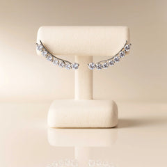 925 Sterling Silver Rhodium Plated CZ Climber Ear Cuffs for Women