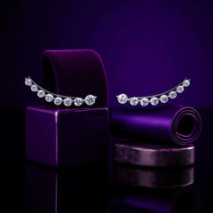 925 Sterling Silver Rhodium Plated CZ Climber Ear Cuffs for Women