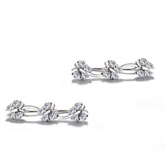 925 Sterling Silver Rhodium Plated CZ Butterfly Vine Ear Cuffs for Women