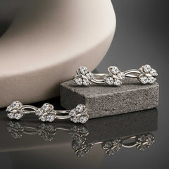 925 Sterling Silver Rhodium Plated CZ Butterfly Vine Ear Cuffs for Women