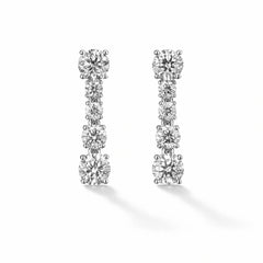 Sterling Silver Drop Earrings with Graduated Round Cut Crystals