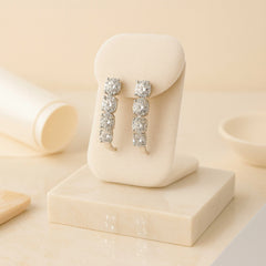 Sterling Silver Drop Earrings with Graduated Round Cut Crystals