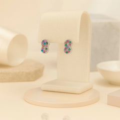 Sterling Silver Multicolor Crystal Stud Earrings – Vibrant Infinity Design