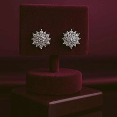925 Sterling Silver Snowflake Stud Earrings | Rhodium Plated with Sparkling Cubic Zirconia