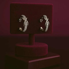 925 Sterling Silver Twisted Hoop Earrings | Rhodium Plated with Cubic Zirconia Accents