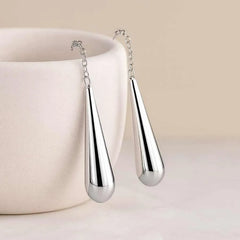 925 Sterling Silver Drop Earrings | Rhodium Plated Long Teardrop Dangle Earrings