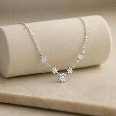 925 Sterling Silver Rhodium Plated CZ Star Pendant Necklace