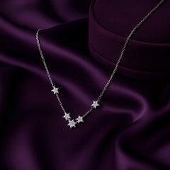 925 Sterling Silver Rhodium Plated CZ Star Pendant Necklace
