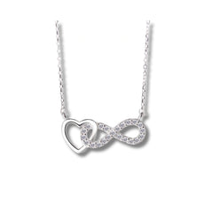 925 Sterling Silver Rhodium Plated CZ Infinity Heart Pendant Necklace