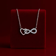 925 Sterling Silver Rhodium Plated CZ Infinity Heart Pendant Necklace