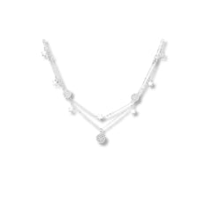 925 Sterling Silver Rhodium Plated CZ Star Layered Pendant Necklace