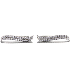 925 Sterling Silver Rhodium Plated CZ Wave Design Ear Cuffs
