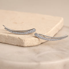 925 Sterling Silver Rhodium Plated CZ Minimalist Ear Cuffs