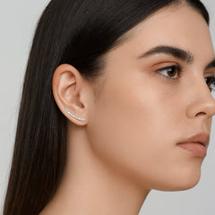 925 Sterling Silver Rhodium Plated CZ Minimalist Ear Cuffs