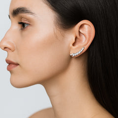 925 Sterling Silver Rhodium Plated CZ Marquise Ear Cuffs for Women