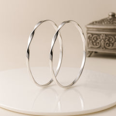 925 Sterling Silver Rhodium Plated Twisted Bangle Bracelet for Women