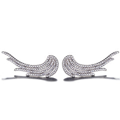 925 Sterling Silver Rhodium Plated CZ Wing Ear Cuffs for Women