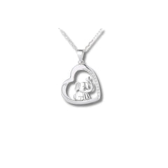 925 Sterling Silver Rhodium Plated CZ Elephant Heart Pendant